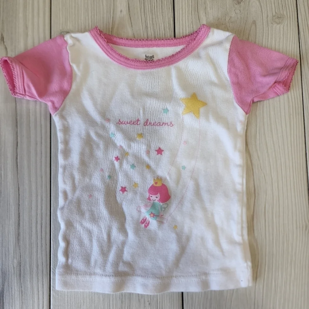 Carter's Pink and white short sleeve and shorts pajama set Size 12 mo NWOT